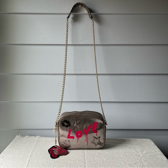 Betsey Johnson Love Embellished Metallic Crossbody Bag - Picture 5 of 6